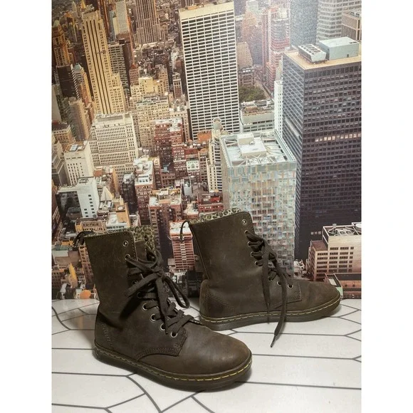 Dr Martens Stratford Women's Fold Down Boot Brown Leopard bootie size 6 - Picture 4 of 9